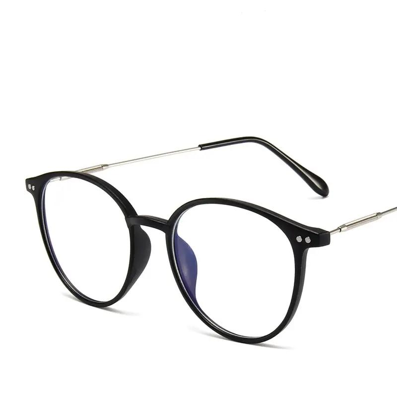 

1PC Anti-Blue Light Glasses Big Size Round Leopard Glasses Women Men Fashion Metal Optical Spectacle Eyeglass Computer Glasses чорний