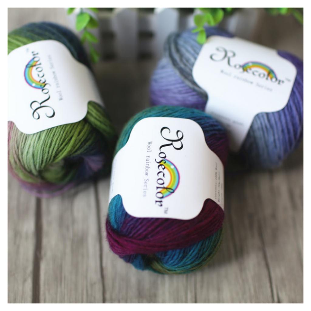 China Factory  Gradient Rainbow Dyed Woolen Yarn Hand-Woven for Knitting Weaving Sewing Clothes Hats Scarves