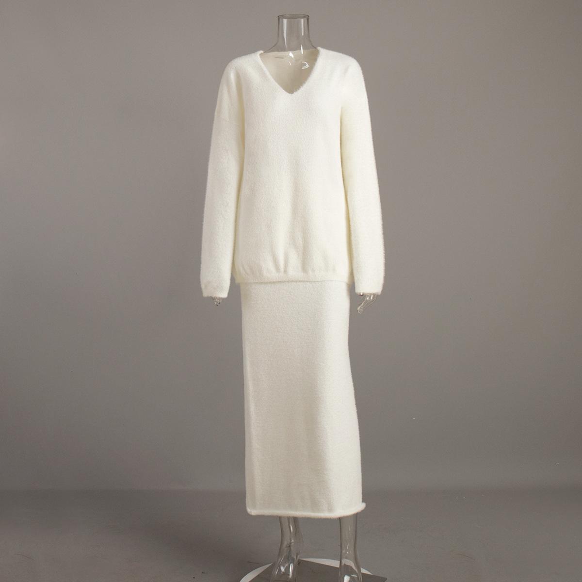 

Женский белый укороченный свитер и длинная юбка, повседневный элегантный наряд S белый