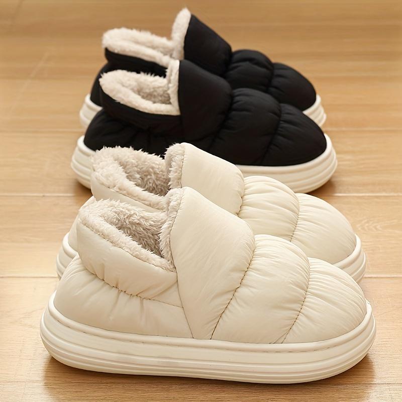 Fashion Winter Indoor Men Slippers Warm Platform Flats Boots Home Cotton Shoes Waterproof Non Slip Shoes Warm Thick Plush Women Slides