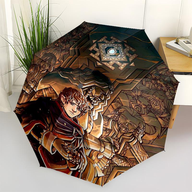 

1pc Outdoor Umbrella with Lord of the Rings Characters, Automatic Opening/Closing, Portable 3-Fold Design, 8-Rib Iron Frame - Perfect Gift for Fa