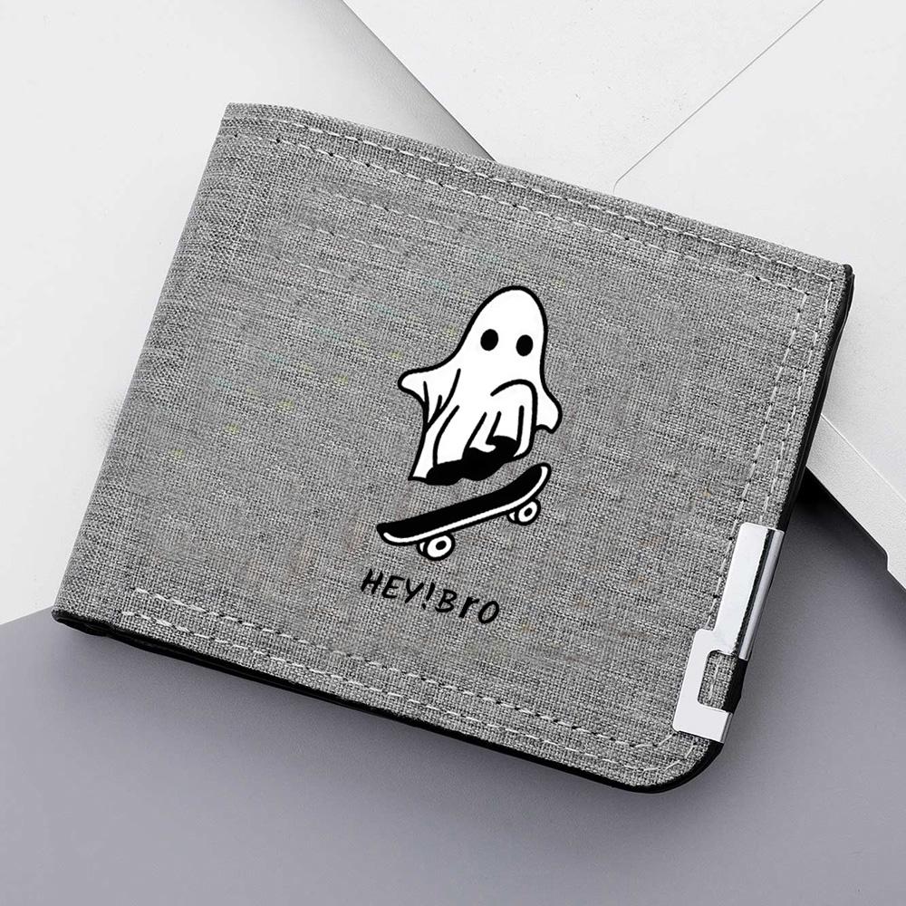 

Men s Canvas Double-fold Wallet, Multi-Functional Credit Card Holder, Cartoon Short Wallet For Men