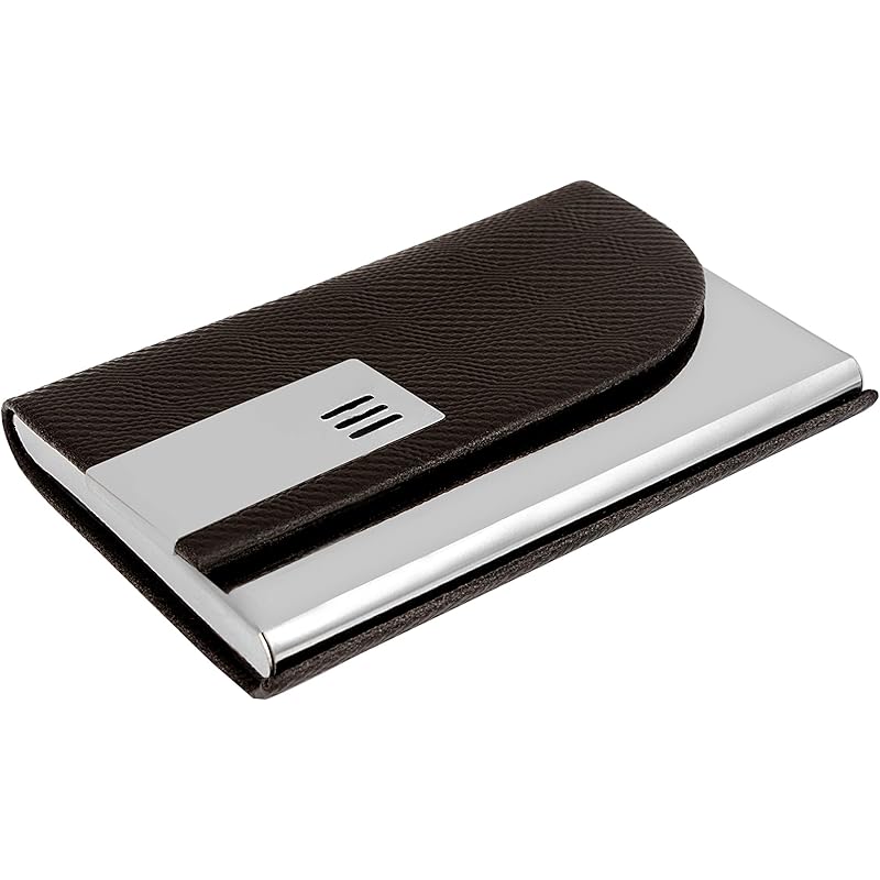 OFIXO Stainless Steel Business Card Case Leather Men Luxury Brand ID Credit Card Visiting Cards Holder Wallet(Silver)