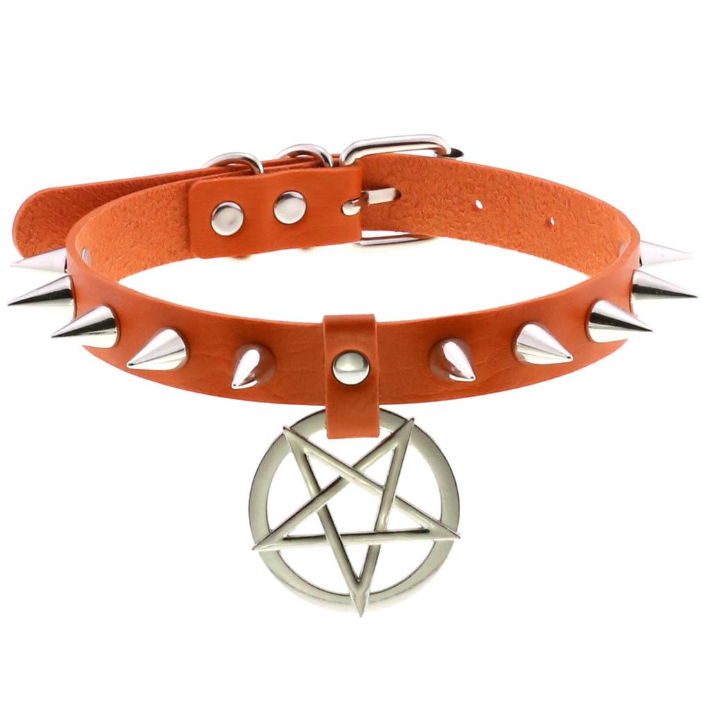 Spike Choker Necklace for Women Goth Pentagram Necklace Emo Neck Strap Cosplay Chocker Gothic Accessories