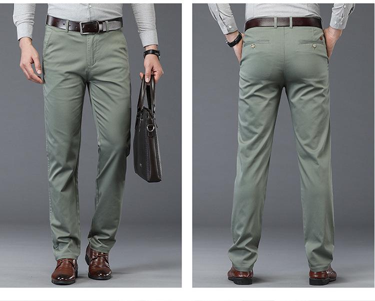 2025 Men's Thin Spring/Summer Casual Straight-Leg Pants for Middle-Aged Dads - Business/Work Style