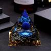 1pc Natural Stone Pyramid with Lapis Lazuli Sphere, DIY Home Balcony Living Room Decor, Stress Relief, Meditation Divination, Creative Gift