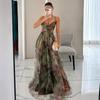 Popular Dress Mesh Printed Suspender Dress INS Vacation Party Dress Summer