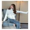 Autumn and Winter Women's Padded Thickened Sweater Single Layer Mid-collar Half-high Neck Knitted Bottoming Shirt Mink Warm Tops