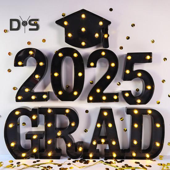 Leuchtbuchstaben für den Absolventen 2025, LED-Buchstabenschilder „Congrats“ für die Abschlussfeier im Kindergarten, der Vorschule, der High School und der Hochschule