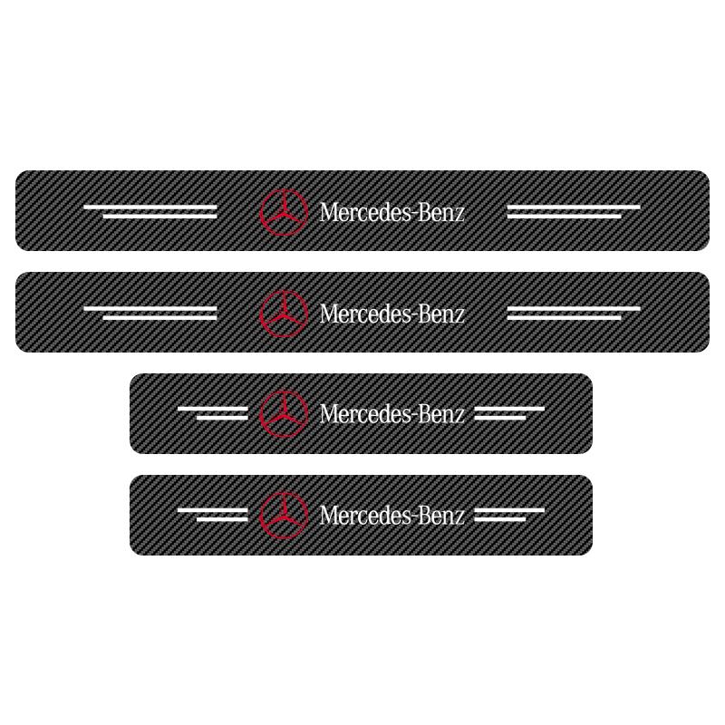 4Pcs Car Door Plate Carbon Fiber Threshold Protector Sticker For Mercedes Benz AMG GLC GLE CLA W204 W205 W203 W211 W212 W213
