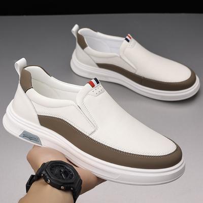 Leather Shoes Men's 2025 New One-pedal Lazy Shoes Men's Casual Board Shoes Work Overalls White Shoes Tide 2025