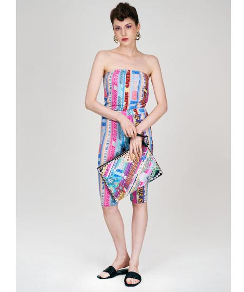 Greedius Letter Stripe Tube Top L