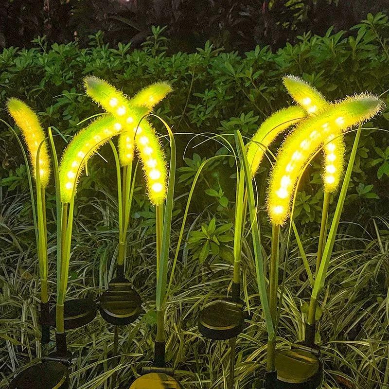 2026 New Solar LED Light Outdoor Street Garden Light Waterproof  Dog Tail Grass Fiber Optic Ground Plug Light for Country House Christmas Decorations