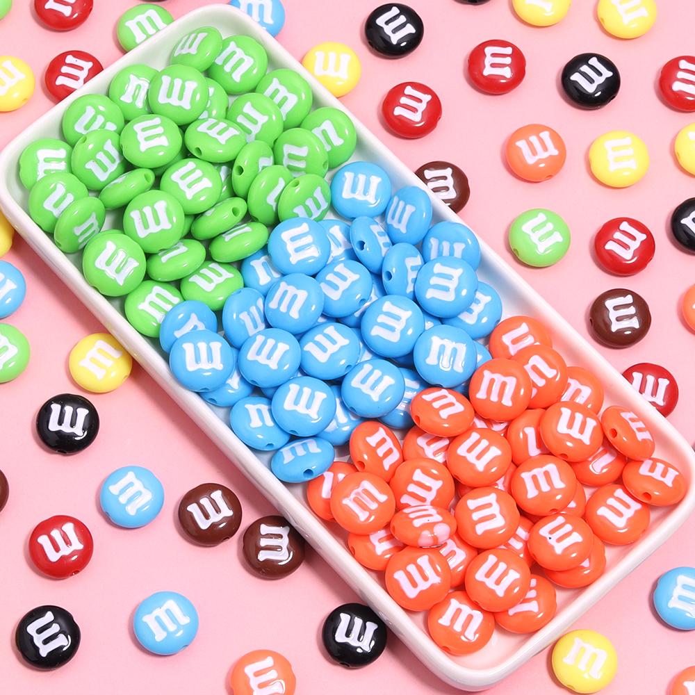 20pcs/lot Acrylic Cartoon m Bean Beads Color Handmade Spacer Charm Bead for Jewelry Making DIY Bracelet Decoration Accessories