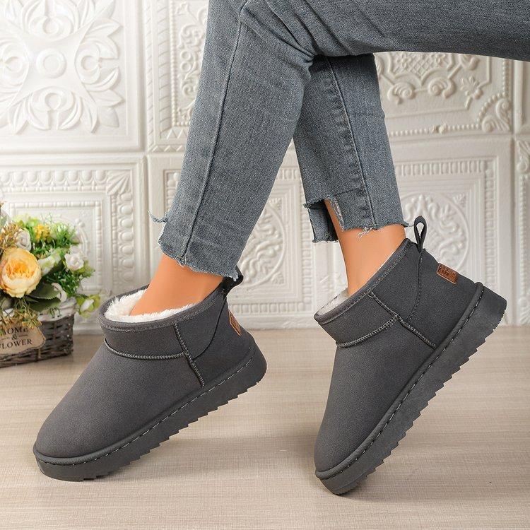 Autumn Winter Short Snow Boots for Women Solid Color Thicken Warm Cotton Shoes Woman Thick Bottom Non Slip Platform Botas Mujer