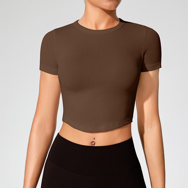 Women's Seamless Sports Top: Breathable, Short Sleeve Yoga and Running T-Shirt for Summer Fitness