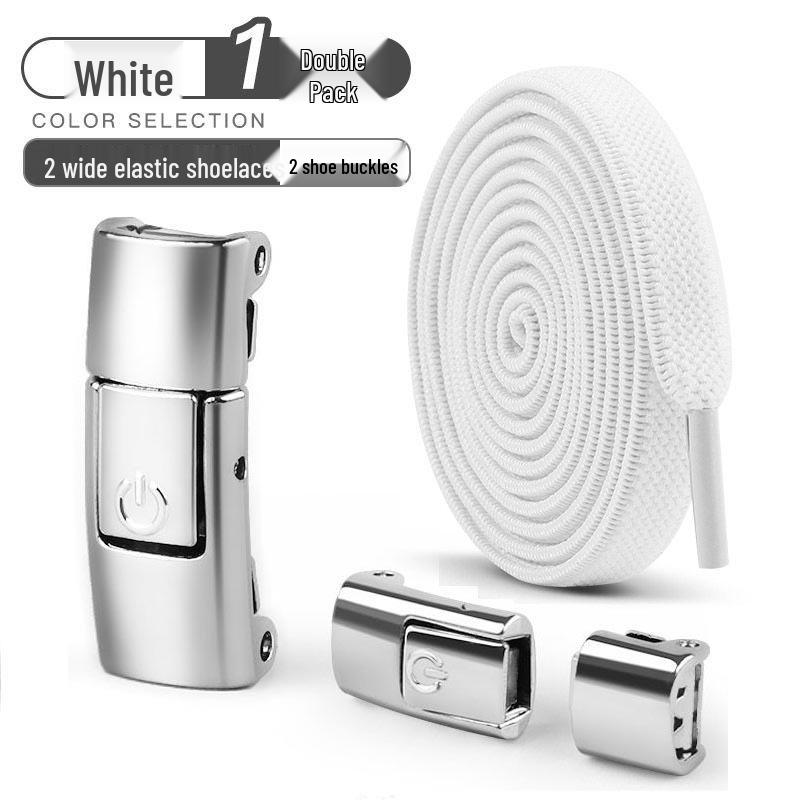 No-Tie Elastic Shoelaces for Kids & Adults - Black & White Flat Stretch Laces