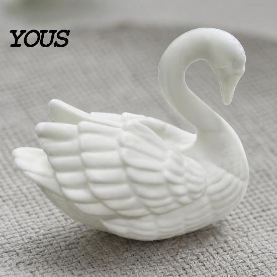 Stable Base Figurine Swan Figurine, 3D Printed White Statue, Modern Minimalist Small Desk Accessory Tabletop Ornament for Living Room, Office,