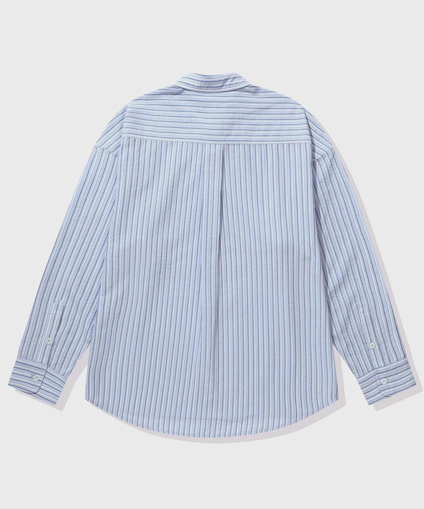 KIIMUIR (Women) Sheer Stripe Oversized Shirt_Sky Blue