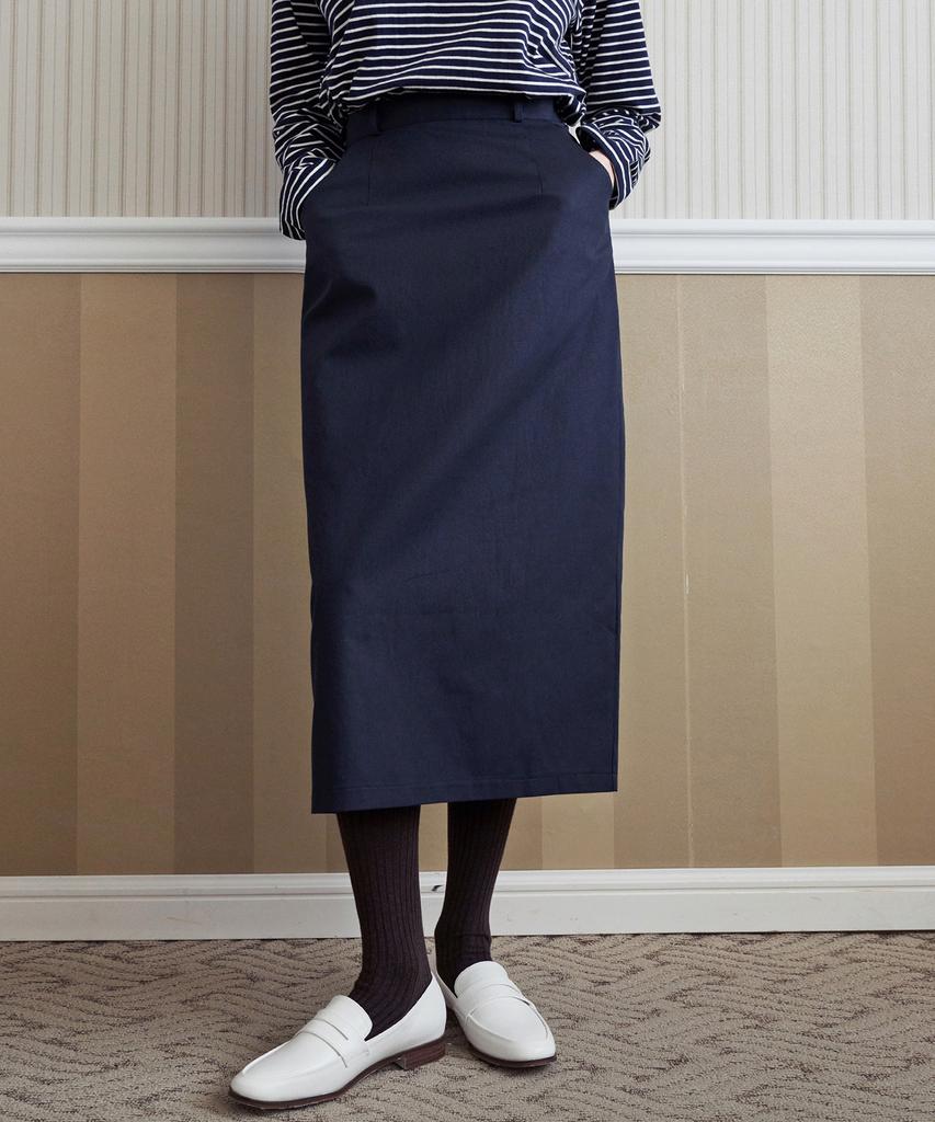 LOEIL H-Line Pocket Midi Skirt - Navy