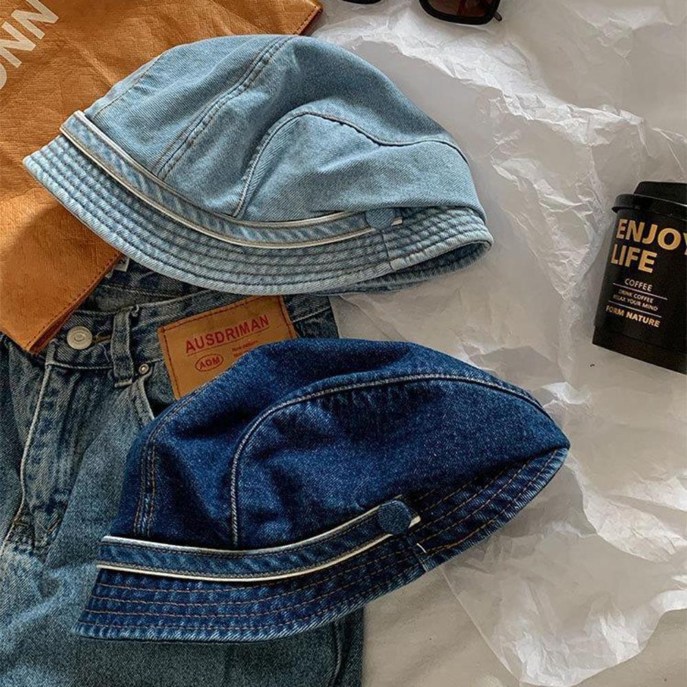 

Soft Berets Cap Denim Slouchy Beanie Vintage Fisherman Hat Streetwear світло-синій колір