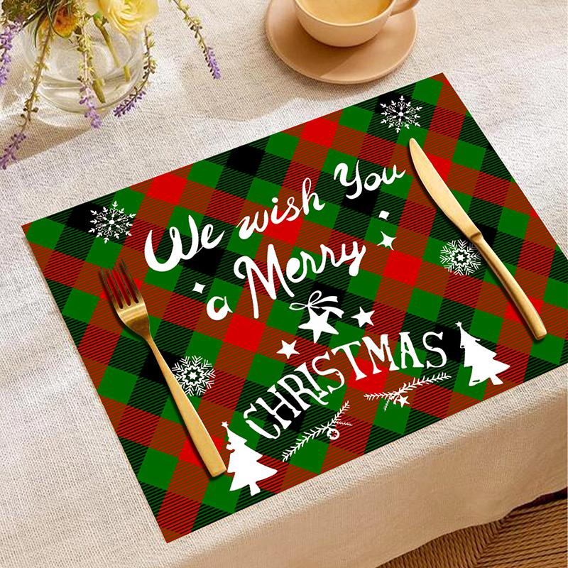 

1 шт. Плейсматы Обеденные Льняные Обеденный Аксессуар Декоративные Настольные Коврики Декор для Вечеринки Красный Зеленый Праздничный Доступно Несколько Вариантов