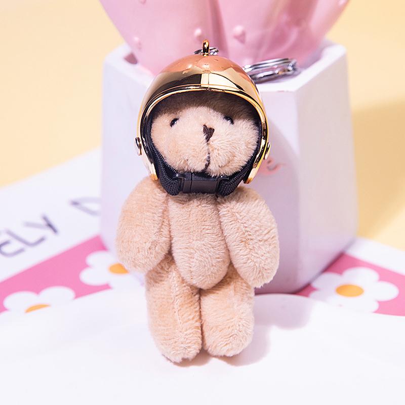 

Милый брелок в виде медведя в шлеме, мультяшный милый плюшевый кулон, автомобильный брелок, рюкзак, украшение, сумка, подвески для девочек, ювелирные изделия, подарок