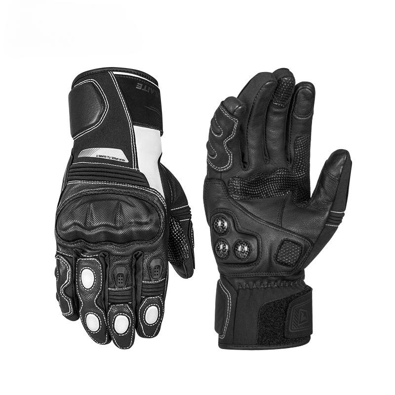 Winter Motorcycle Leather Gloves with Fleece To Keep Warm, Motorcycle Racing Riders Thickened, Waterproof, Warm, and Drop Proof