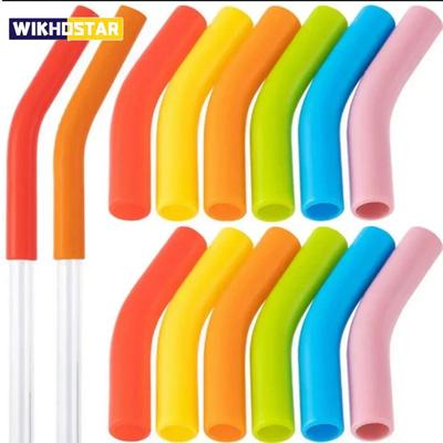 6pcs New High-end Metal Silicone Straw Covers 8mm Outer Diameter Food Grade Rubber Straw Covers Flex Elbow Hydraflow Straw