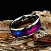With Purple, Red, Blue Gradient Nebula Pattern Rings , 8mm Cosmic Starry Sky Stainless Steel Men Ring, Wedding Band Jewelry
