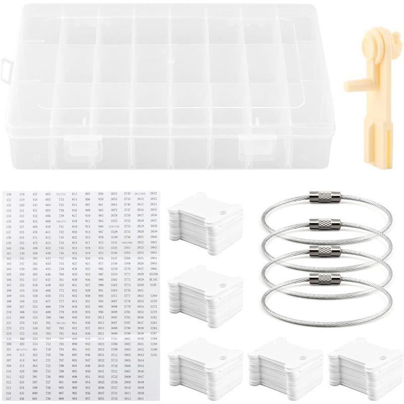 

Removable 24-Compartment Embroidery Floss Organizer Storage Box 1 Bobbin Winding Tool, 1 Winde-R, For Craft DIY