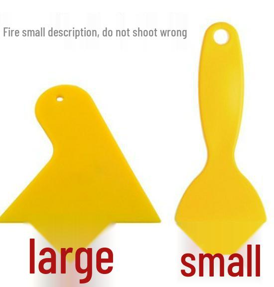 Yellow Triangle Car Film & Sticker Tool - Small Plastic Scraper for Anti-Curling Edges