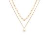 Fashion Titanium Steel Clavicle Neck Chain Trend Cold Wind Pearl Pendant Double Layer Stacked Necklace Women