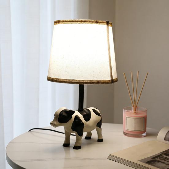 Desk Lamp Resin Bunny Puppy Cow Shape Night Light with Touch Switch Soft LED Lighting for Bedroom Bedside Table Hallway Home Office