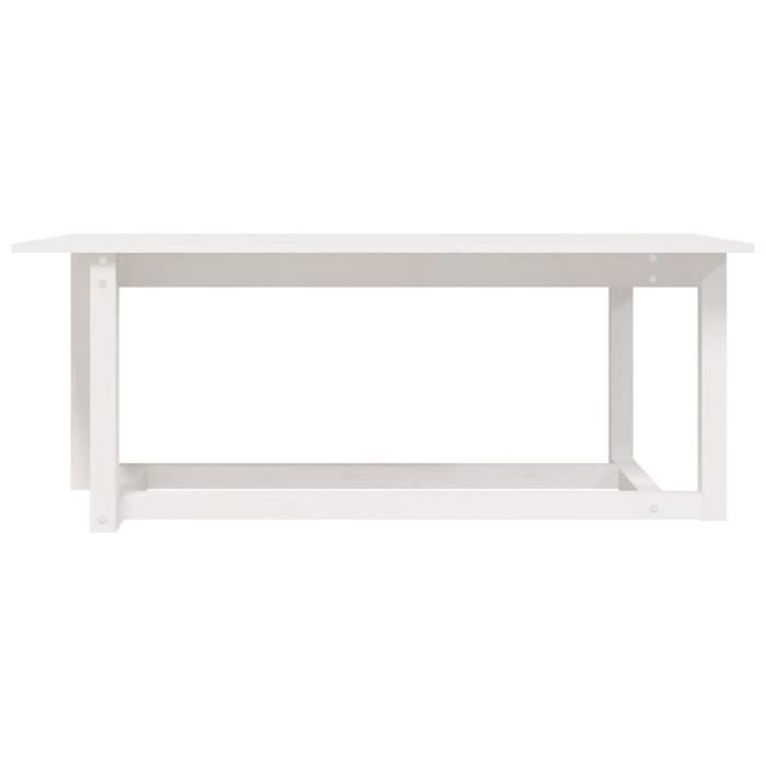 VidaXL Table basse Blanc 110x55x45 cm Bois massif de pin 822168