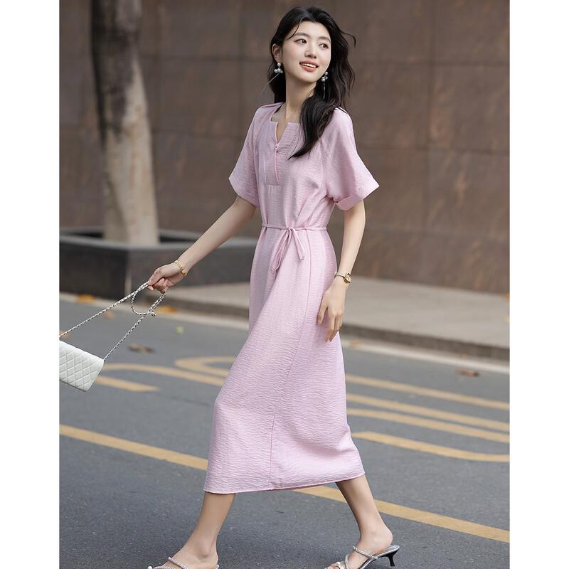 

Платье прямого кроя с V-образным вырезом и квадратным воротником из льняной смеси Demana Natural Breeze L