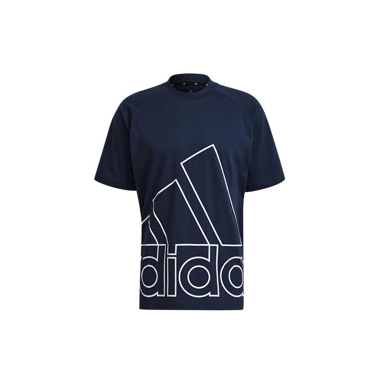 adidas T Shirts Men's Navy Blue Crew Neck Moderate Straight Fit GU4292