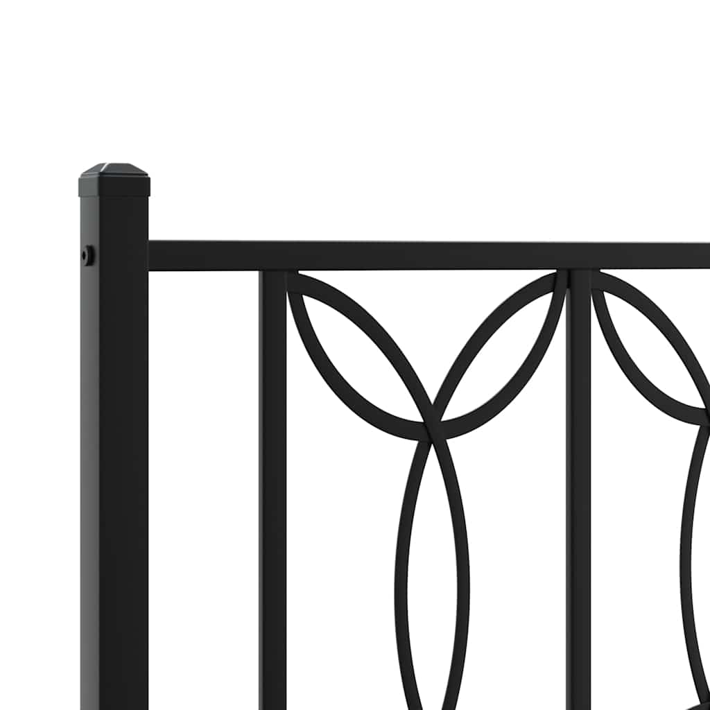 Metal Bed Frame with Headboard Black 140 X 190 Cm