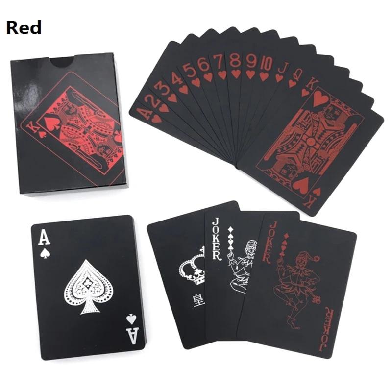 High Quality 1 Set Black Foil Plated Poker Cards Waterproof Playing Card Limited Edition Collection Magic Poker Creative Gift