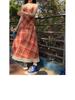 Lined French Lace Plaid One-Shoulder Camisole Dress with Cinched Waist for Women