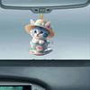 Cute Cartoon Cat Acrylic Flat Tea Cup Car Decoration Pendant For Interior Charm