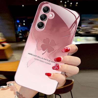 Custodia in vetro liquido per telefono Samsung A73, S11Plus, S21FE, A42 con design a quadrifoglio fortunato