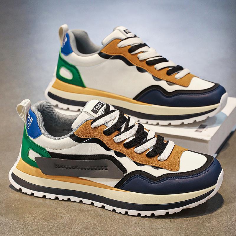 Men's Shoe Trend Brand High-end Versatile Casual Sports Running Leather Surface Waterproof Thick Sole Height Increasing Forrest Gump Dad Shoes