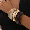 KunJoe Retro Irregular Resin Wide Bangle Bracelet Women On Hand Punk Geometric Wide Metal Bracelets Fashion Chunky Party Jewelry