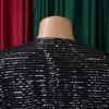 Plus Size Women Sequined V Neck Slit Long A Line Casual Dress