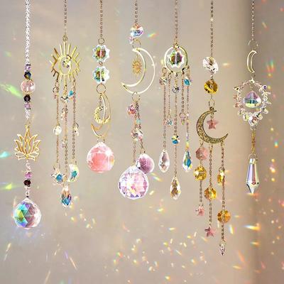 Nejprodávanější Suncatcher Křišťálový řetěz Chakra Rainbow Light Star Catcher Závěsný přívěsek Zvonkohra Domácí Zahrada Dekorace