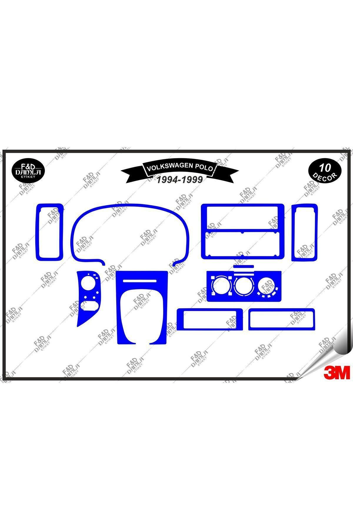 

Volkswagen VW Polo 1994 1999 Torpido Konsol Trim Göğüs Maun Kaplama Set 10 Parça Mavi