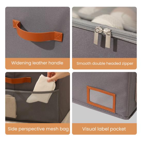 Foldable Shoe Storage Box Dustproof Shoe Organizer with Clear Lid 16 Compartments Shoe Storage Bin