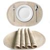 Inyahome-Oval Braided Nordic Placemats, Table Decor Mats for Dining Tables, Natural Woven, Heat Resistant, Outdoor and Indoor