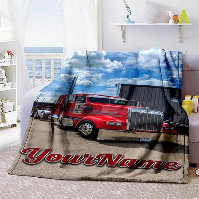 Kw Heavy Trucks Customize Your Name Blanket Throw Personalized Blanket Soft & Cozy for Seaside Living Room Office Couch Four Seasons Multipurpose